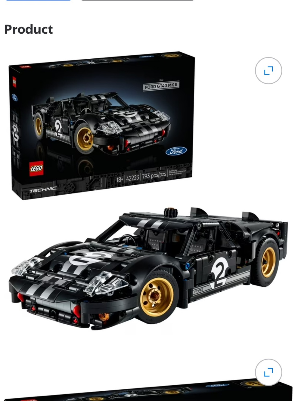 LEGO Technic Ford GT40 MK II Black Race Car Building Set